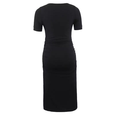 Ariah Black Short Sleeves Maternity Dress back