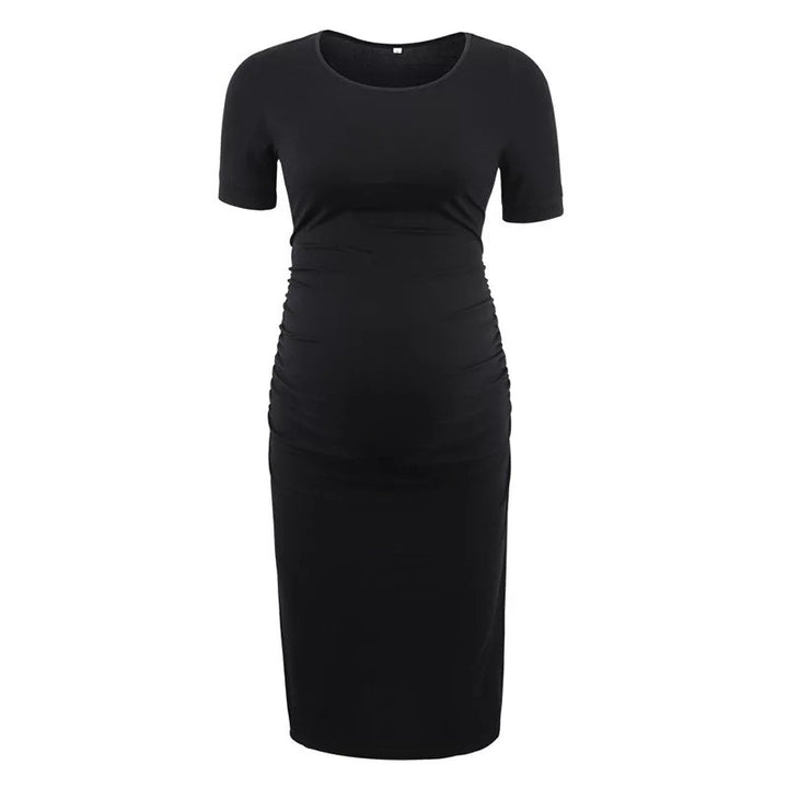 Ariah Black Short Sleeves Maternity Dress front 2