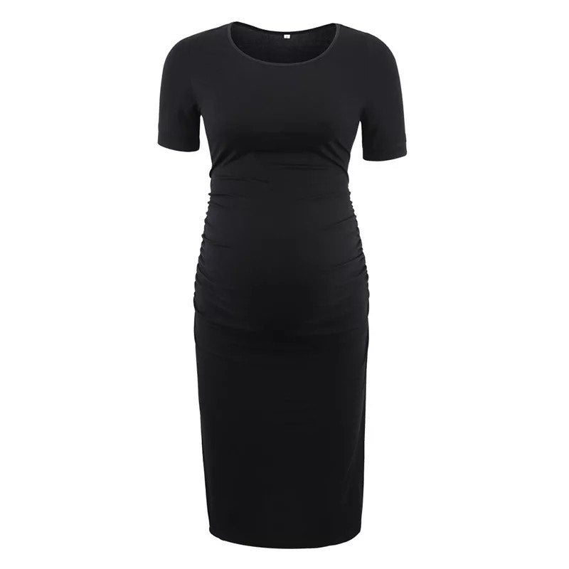 Ariah Black Short Sleeves Maternity Dress front 2
