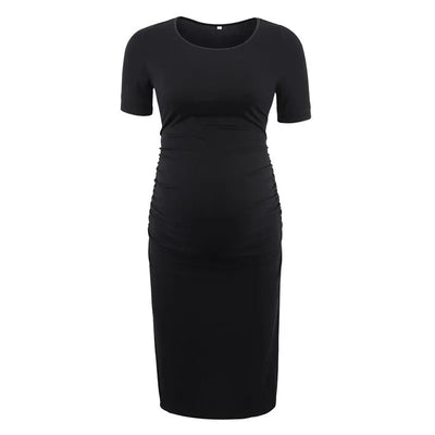 Ariah Black Short Sleeves Maternity Dress front 2