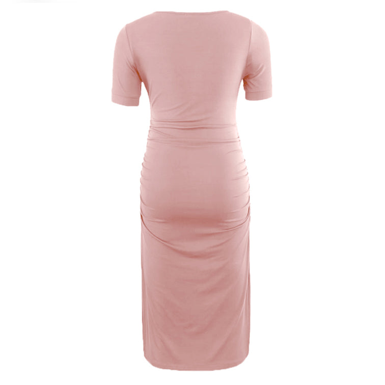 Ariah Pink Short Sleeves Maternity Dress back