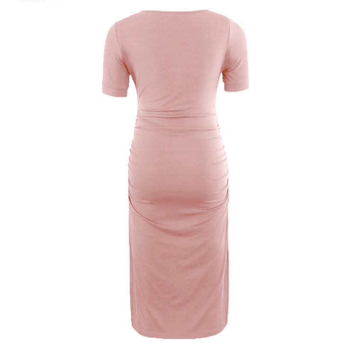Ariah Pink Short Sleeves Maternity Dress back