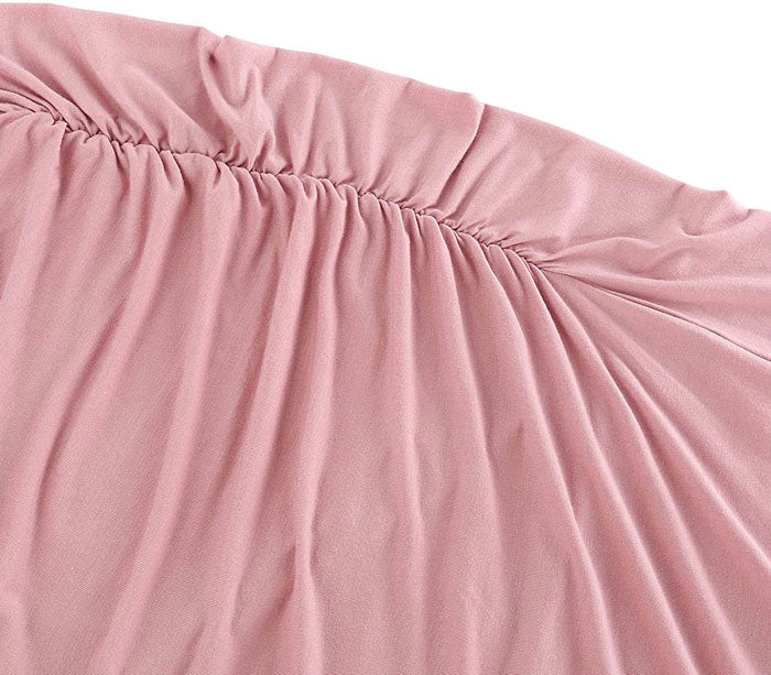 Ariah Pink Short Sleeves Maternity Dress side ruched