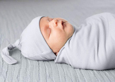 Ash Grey Baby Swaddle Wrap Set With Matching Beanie & Headband