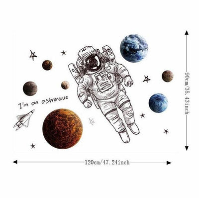Astronaut Nursery Wall Sticker Size