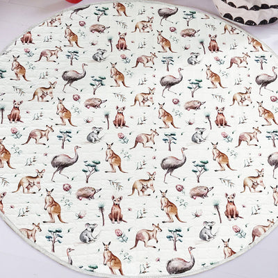 Aussie Animals & Tree Round Baby Playmat 150 cm diameter closeup