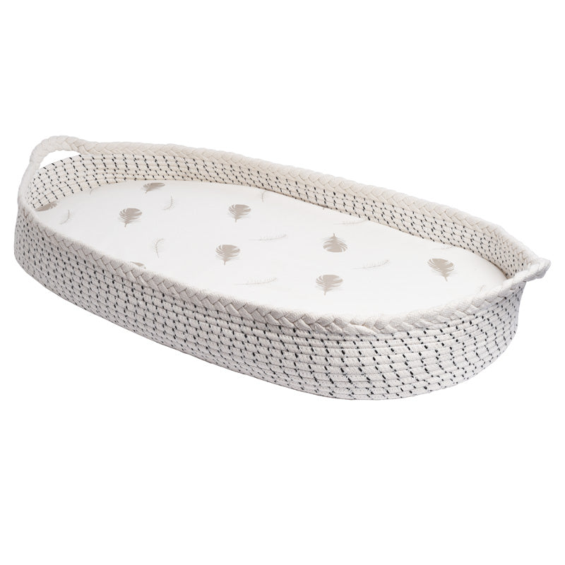 Baby Changing Basket with Mattress & Fitted Sheet - White