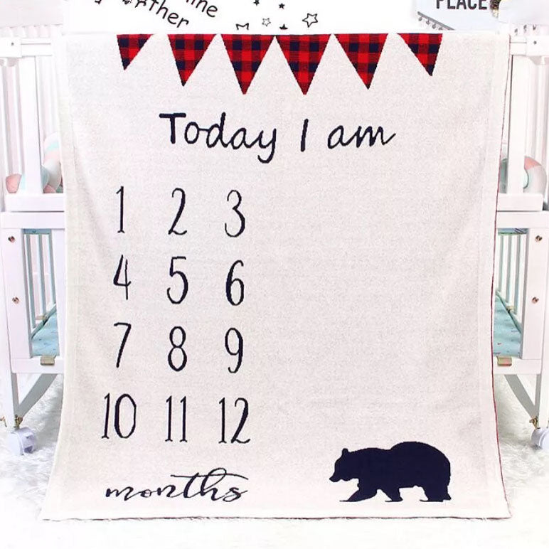 Bear Baby Milestone Blanket