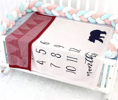 Bear Baby Milestone Blanket on Cot