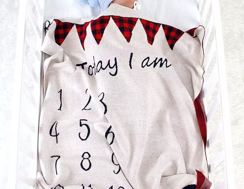 Bear Baby Milestone Blanket with baby