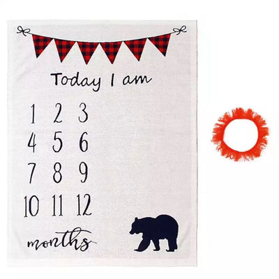 Bear Baby Milestone Blanket with prop