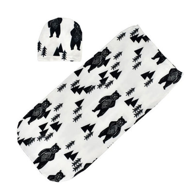 Bear Baby Swaddle Sack with beanie