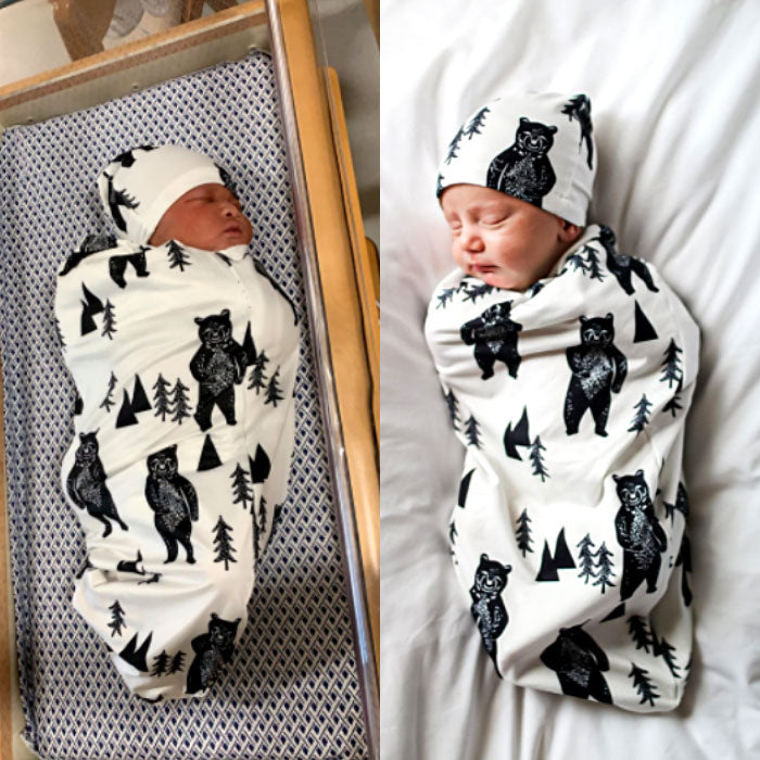 Bear Baby Swaddle Sack with beanie customer image