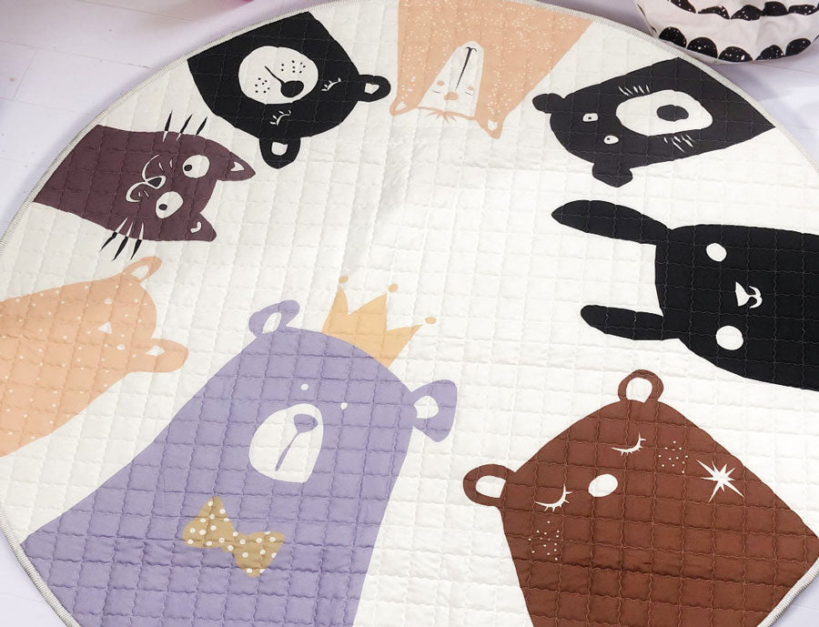 Bear Friends Round Cotton Baby Play Mat 150-150 cm close up 1