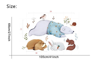 Bear & Friends Baby Nursery Wall Sticker Size