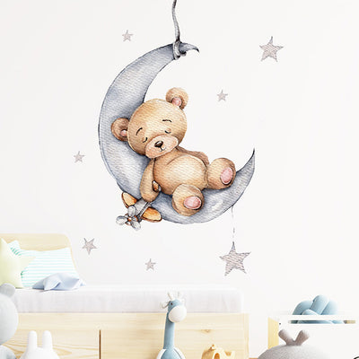 Bear & Moon Baby Nursery Wall Sticker in Kids room