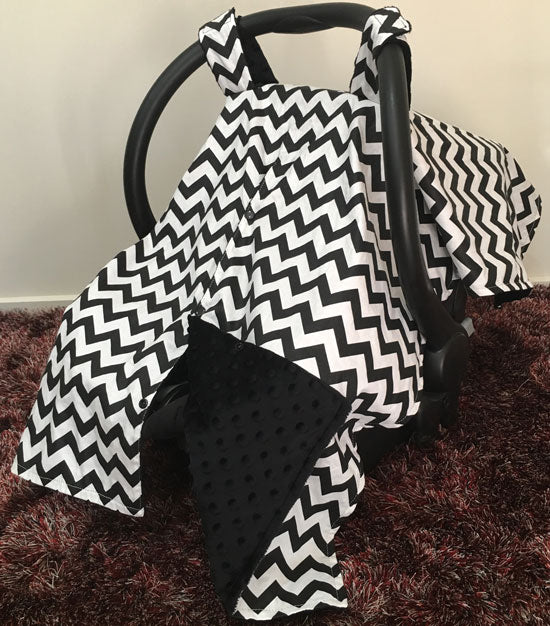 Black Chevron Car Seat Canopy