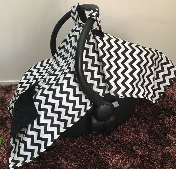 Black Chevron Car Seat Canopy