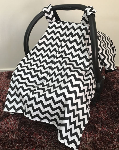 Black Chevron Car Seat Canopy
