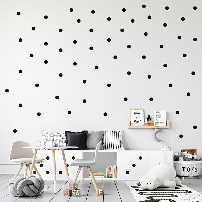 Black Dots Baby Nursery & Kids Room Wall Stickers - Size 6 cm diameter - Front