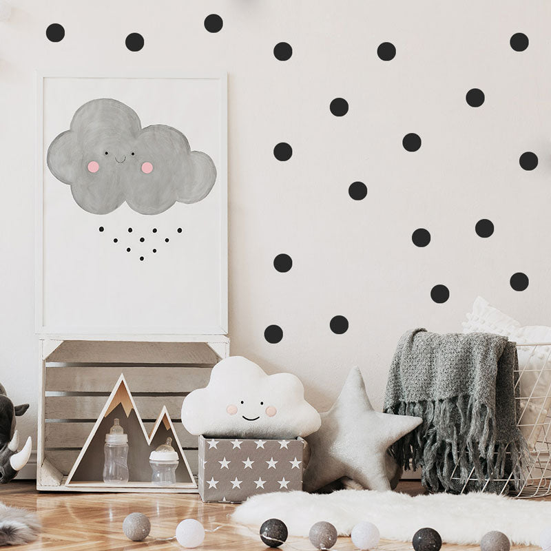 Black Dots Baby Nursery & Kids Room Wall Stickers - Size 6 cm diameter