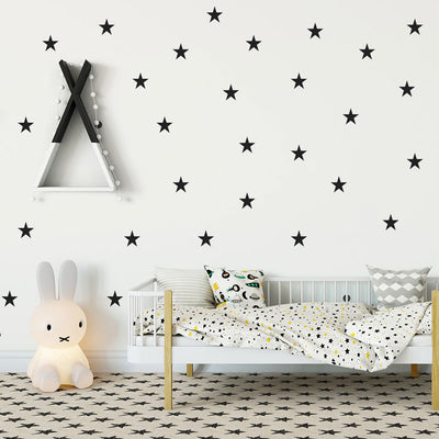 Black Stars Baby Nursery& Kids Room Stickers - Size 6 cm diameter