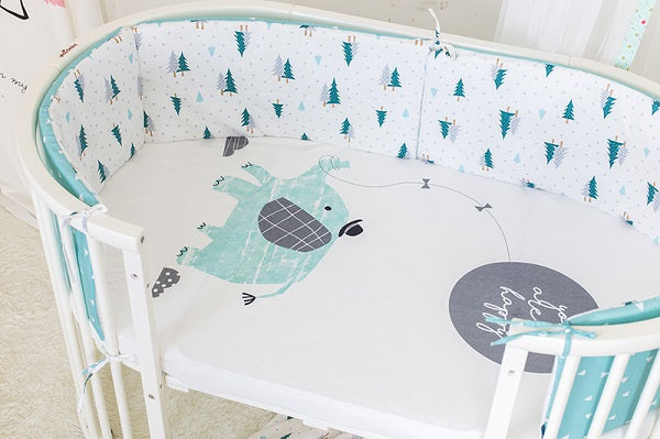 Blue Elephant Cot Sheet