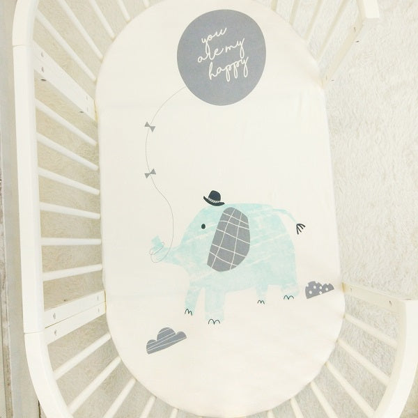 Blue Elephant Cot Sheet