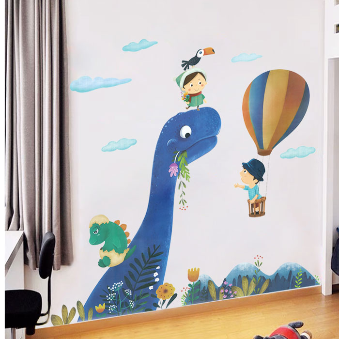 Blue Dinosaur & Friends Nursery Wall Sticker in playroom