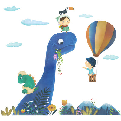 Blue Dinosaur & Friends Nursery Wall Sticker plain