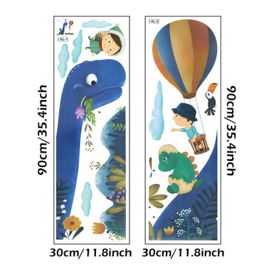 Blue Dinosaur & Friends Nursery Wall Sticker receive size