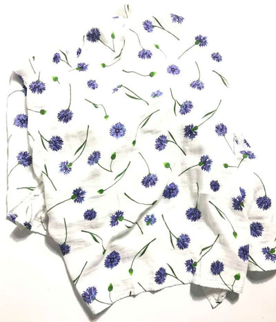 Blue Flowers Baby Swaddle Wrap full