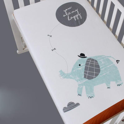 Blue Elephant Cot Sheet