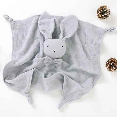 Bunny Bow Tie Baby Comforter Grey Front