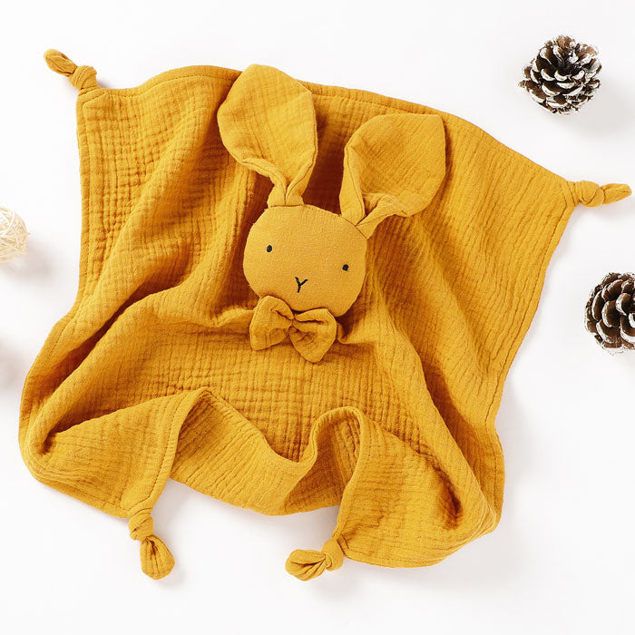 Bunny Bow Tie Baby Comforter Mustard