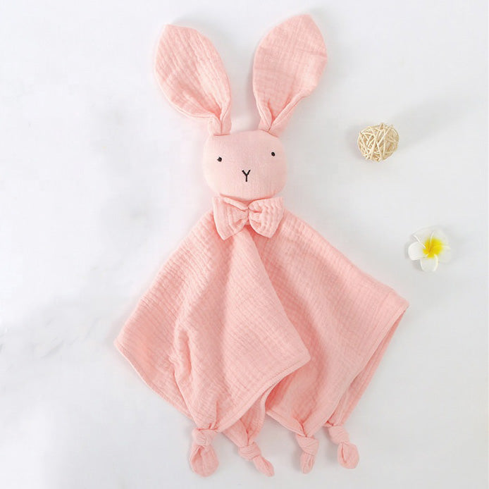 Bunny Bow Tie Baby Comforter Pink