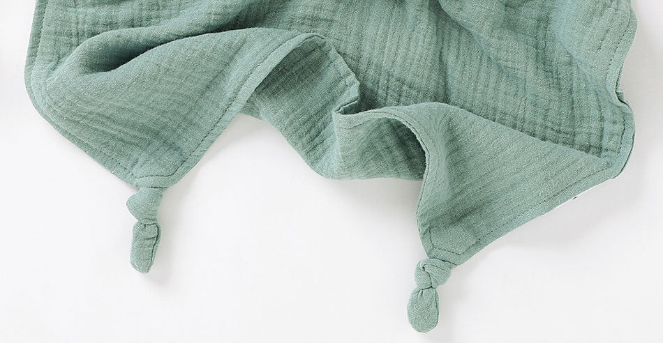 Bunny Bow Tie Baby Comforter Sage Closeup