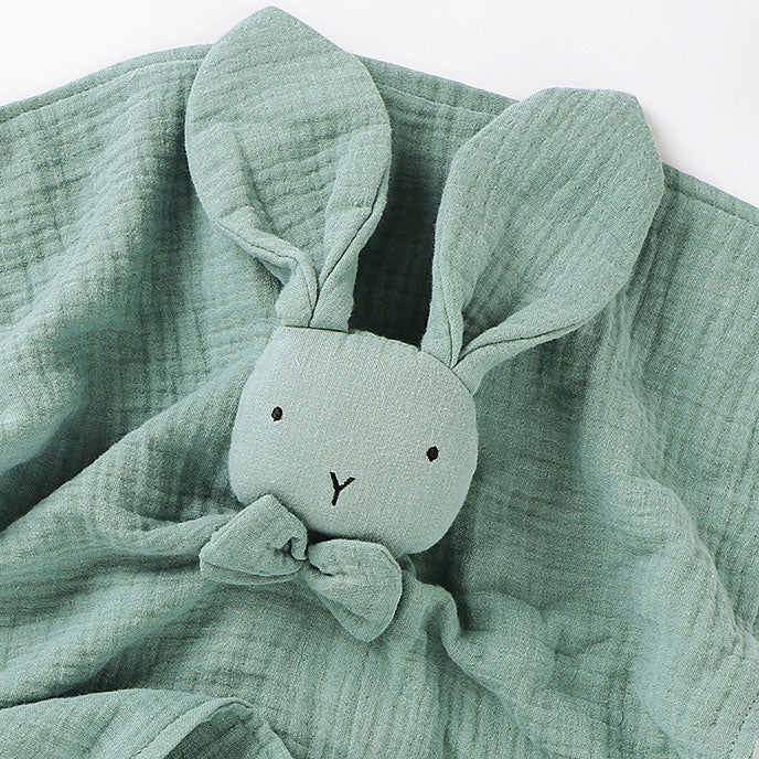 Bunny Bow Tie Baby Comforter Sage head size