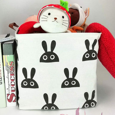 Bunny Square Canvas Toy Storage Box with toys