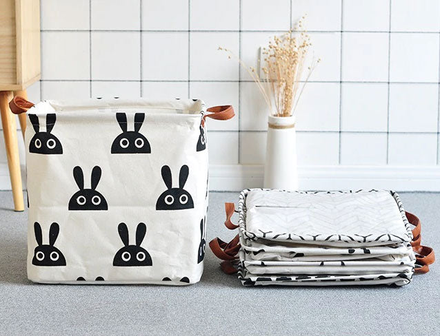 Bunny Square Collapsible Canvas Toy Storage Box Design