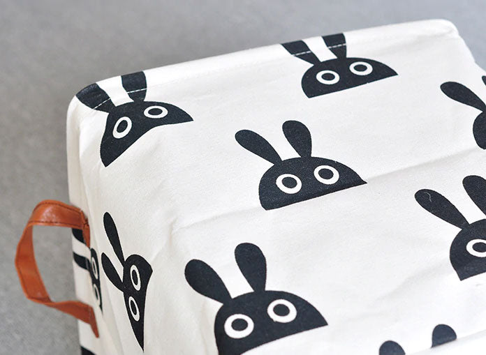 Bunny Square Collapsible Canvas Toy Storage Box closeup