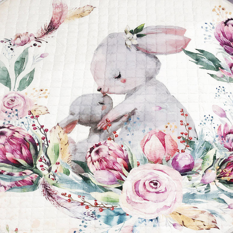 Pink Rabbit Play Mat Bunny & Baby Round Baby Play Mat (150 cm Diameter) Australia – Nappy ...
