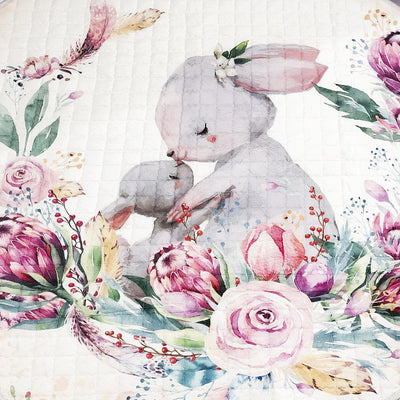 Bunny & Baby Round Cotton Play Mat 150-150 cm Closeup