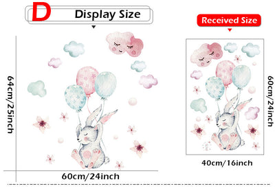 Bunny & Balloons Wall Sticker size