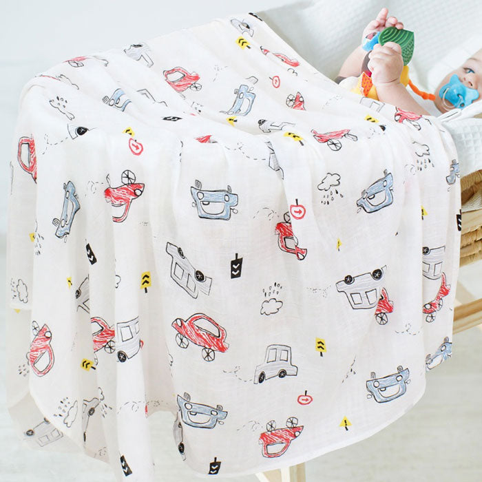 Cars Baby Swaddle Wrap on bassinet