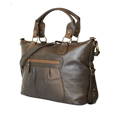 Chocolate Leather Slouch Tote - OIOI