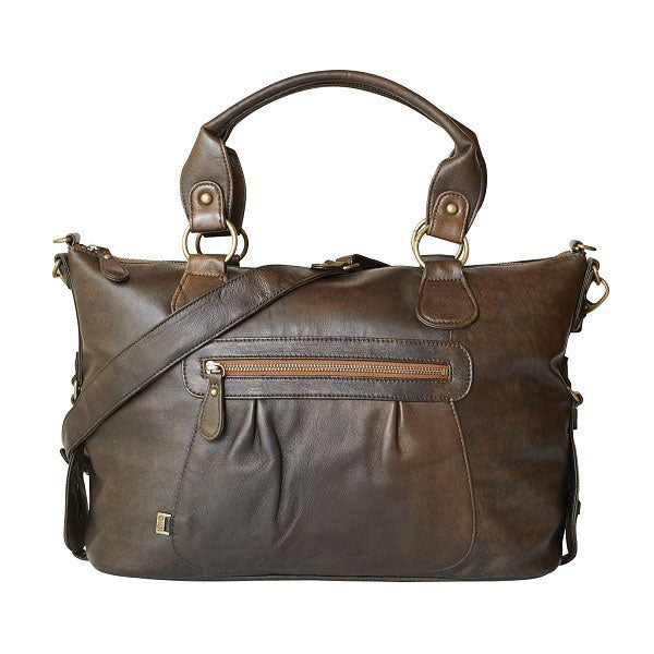 Chocolate Leather Slouch Tote - OIOI
