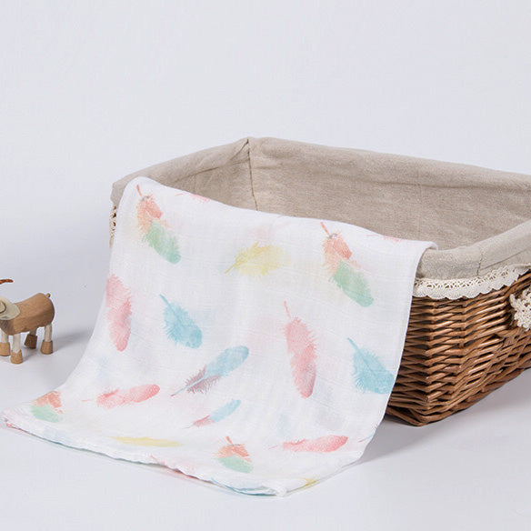 Colorful Feathers Baby Swaddle Wrap fold 1