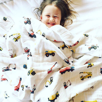 Construction Baby Swaddle Wrap with baby