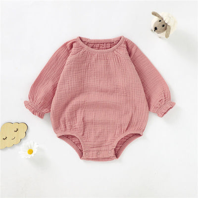 Cora Long Sleeve Baby Dress Romper Organic Cotton - Dusty Rose